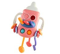 Lambo Giocattolo con corde da tirare, in silicone, giocattoli sensoriali a forma di biberon, giocattolo con corde da tirare, ecologico, robusto e creativo, per bambini di 1 anno, regali per ragazze e