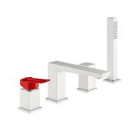 Lamborghini Hyper rubinetto vasca 4 fori per montaggio su bordo vasca, HYP9125-BO+LEV001C-FL, Lamborghini Hyper arctic white [Rubinetteria Bagno > Rubinetteria Vasca]