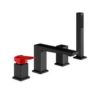 Lamborghini Hyper rubinetto vasca 4 fori per montaggio su bordo vasca, HYP9125-NO+LEV001C-FL, Lamborghini Hyper matt black [Rubinetteria Bagno > Rubinetteria Vasca]