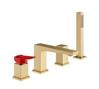 Lamborghini Hyper rubinetto vasca 4 fori per montaggio su bordo vasca, HYP9125-OS+LEV001C-FL, Lamborghini Hyper noble gold [Rubinetteria Bagno > Rubinetteria Vasca]