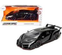 Lamborghini Veneno Matt Black Hyper-Spec Series 1/24 Diecast Model Car by Jada