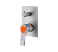 Lamborghini Vortex rubinetto vasca/doccia per 2-3 uscite, per corpo incasso, VOR1991-CS+LEV002A-CSFB, Lamborghini Vortex brushed silver [Rubinetteria Bagno > Rubinetteria Doccia]