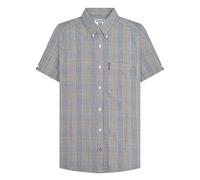 Lambretta Camicia a maniche corte da uomo pied de poule, Bianco/Nero/Oro, XXL