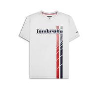 Lambretta da Uomo Maglia Maglietta Girocollo Riga da Corsa Bianco Taglia UK