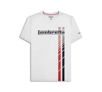 Lambretta Magliette da Uomo con Striscia da Corsa Sbiadita Stile Retrò, bianco, XL