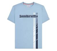 Lambretta Magliette retrò da uomo a righe da corsa, Cielo, M