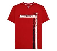 Lambretta Magliette retrò da uomo a righe da corsa, Rosso, M
