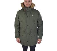 Lambretta - Parka da uomo con cappuccio modello Carnaby, stile classico mod ska, con badge, colore: Verde, Taglia: L, cachi, XL