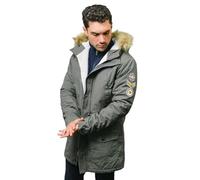 Lambretta - Parka da uomo con cappuccio modello Carnaby, stile classico mod ska, con badge, colore: verde, taglia L, Granite, XXL