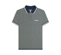 Lambretta Polo da uomo a maniche corte con stampa geometrica, Blu marino/Basilico, 3XL