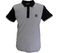 Lambretta Polo da uomo a maniche corte pied de poule, Nero/Bianco, XL