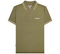 Lambretta Polo Da Uomo Casual Regular Triple Tipped In Khaki Nuovo