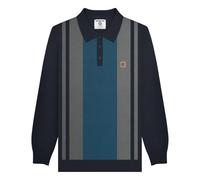 Lambretta Polo da uomo in maglia a righe, Navy/Ferro, L