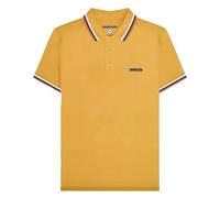 Lambretta - Polo da uomo Mod a triplice punta con rifiniture tabacco, bianco, crema e navy, L