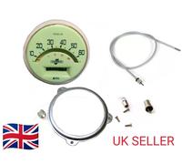 Lambretta Serie 1 E 2 LI TV Speedo Tachimetro 60MPH + Cavo + Clip Di Fissaggio