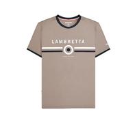 Lambretta Target SS9821 - Maglietta girocollo con ringer, colore: Blu scuro, Marrone, S