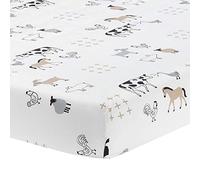 Lambs & Ivy Baby Farm Animals 100% cotone lenzuolo con angoli per culla, bianco