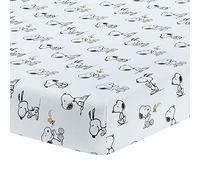 Lambs & Ivy Classic Snoopy - Lenzuolo con angoli per culla, 100% cotone, bianco/nero