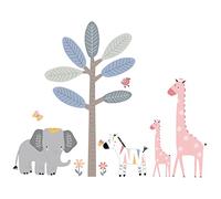 Lambs & Ivy Jazzy Jungle Elefante/Zebra/Giraffa/Albero Wall Decals/Stickers