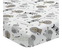Lambs & Ivy Jungle Safari 100% cotone bianco/grigio elefante/leone lenzuolo con angoli