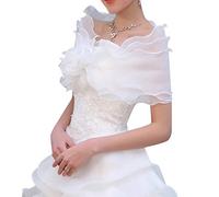 Lamdoo Bianco Elegante Fiore Multi Strato di Tulle Scialle da Sposa Avvolgere da Sposa in Chiffon Corto Cappotto Accessori da Sposa Fata