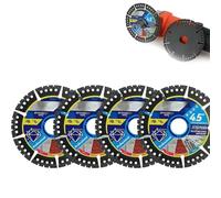 Lame diamantate multiuso, disco da taglio per smerigliatrice angolare da 11,4 cm, lama super sottile per piastrelle, taglio a secco/bagnato per cemento, acciaio, PVC e legno (4 pezzi)