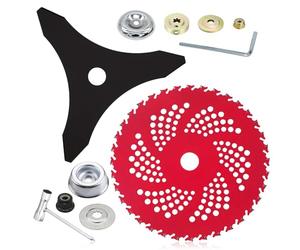 Lame per decespugliatore con punta in carburo da 22,9 cm x 36 denti e lama da 25,4 cm x 3 denti, lame rotonde per motosega in acciaio al carbonio con kit adattatore, strumenti per decespugliatore