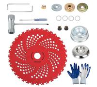 Lame per decespugliatore con punta in carburo da 22,9 cm x 36T, con kit adattatore universale, compatibili con Hu sqvarna/S tihl/E go, lame per decespugliatore con guanti per decespugliatore, trimmer