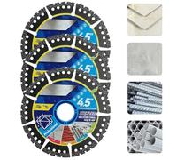 Lame Per Seghe Diamantate Multiuso, Lama Diamantata Smerigliatrice Angolare, Sega Composta Da 4,5 Pollici, Denti Sottili E Leggeri 1,4 Mm, Design Poroso Il Taglio Di Piastrelle, Cemento(3PCS)