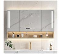 LAMEDOAT Armadietto da bagno rettangolare illuminato a LED con specchio Armadietto da bagno con specchio da bagno con luci e organizer antiappannamento (Colore: Beige, Dimensioni: 120 cm)
