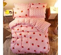LAMEJOR Set copripiumino king size con motivo fragola/zigzag dolce reversibile set di biancheria da letto (1 copripiumino + 2 federe), rosa