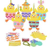 LAMEK 12 Pezzi Artigianato Pasquale Pulcino,Pasqua Fai da Te, Creativa Pasqua DIY per Bambini, Decorazioni Pasquali Fatte a Mano, Appendere All'albero di Pasqua, per Festa di Pasqua