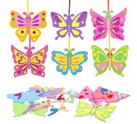 LAMEK 12 Pezzi Farfalla Creativa per Bambini Schiuma DIY con 12 Corde Colorate, Attività Creative per Bambine dai 3 ai 10 Anni, Regali di Compleanno, Regali di Natale