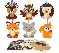 LAMEK 12 Pezzi Kit di Animali Autunnali per Bambini,Autunno Creativo DIY,Contiene (Scoiattolo, Procione, Merlo, Volpe, Riccio, Gufo) Artigianato per Bambini da Realizzare da Soli Regalo di Compleanno