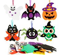 LAMEK 12 Pezzi Kit di Lavoretti di Halloween per Bambini,Idee per Halloween Fai da te Attività Creative Festive,Pipistrelli, Pipistrelli, Gufi, Zucche, Fantasmi per Bambini da Realizzare e Decorare