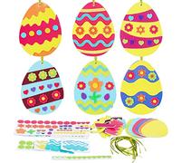 LAMEK 12 Pezzi Uova di Pasqua Fai da Te Uova Decorazione Pasquale Artigianato Fai da Te Artigianali di Pasqua Eva con 12 Cordes Verde per Hobby Creativi Bambini Regalo Festa Casa Alberi Appendere