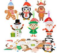 LAMEK 12 Set di Arte Creativa Natale Fai da te Attività Creative Festive per Bambini da Realizzare e Decorare Creativi Articoli Natalizi e Artigianali Babbo Natale Renna Elfo Omino di pan di zenzero