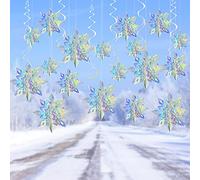LAMEK 15 Pezzi Decorazione Fiocco di Neve 3D, Decorazioni Appese Fiocco di Neve 3D con Spirale per Decorazione del Soffitto della Camera da Letto Finestra per Porte Vacanze Festa Natale Inverno