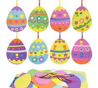 LAMEK 18 Pezzi Uova di Pasqua Fai da te Uova Decorazione Pasquale Artigianato Fai da te Artigianali di Pasqua EVA con 18 Cordes Verde per Hobby Creativi Bambini Regali di compleanno Halloween e Natale
