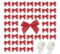 LAMEK 200 Pezzi Mini Nodo Rosso, Mini Papillon, Mini Nodo Albero di Natale con 2 Rotoli di Colla per Confezioni Regalo Decorazioni Feste Fai da Te Natale Rosso