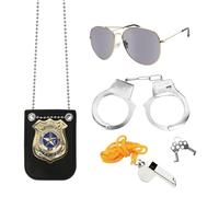 LAMEK 4 Pezzi Polizia Travestimento Bambino, Accessori Costume Poliziotto, Travestimento Cosplay per Bambini, per Bambino Halloween Festa di Carnevale