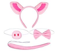 LAMEK Set di Costumi da Animale Kit di Mimetizzazione per Maiali per Bambini con Orecchie di Maiale Coda di Maiale Muso di Maiale Cravatta a Farfalla per Le Feste di Compleanno in Maschera Halloween