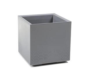 LAMELA Vaso per piante su ruote, 40 cm, 36 l, in plastica, effetto cemento, con drenaggio, interno ed esterno, resistente alle intemperie e facile da pulire, grigio