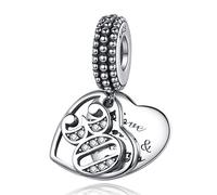 LaMenars Charm in argento Sterling 925 da 15, 16, 18, 21, 30, 40, 50, 60 anni, compatibile con braccialetti europei, ciondoli con numeri con zirconia cubica 5A, regalo di Natale, festa della mamma