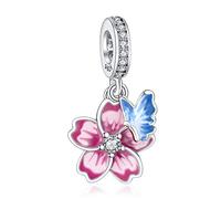 LaMenars Charms a farfalla Charm for 925 Argento Sterling per Bracciali delle donne e collane Pendente Pendente per il giorno di Natale San Valentino Festa della mamma Regali per le ragazze