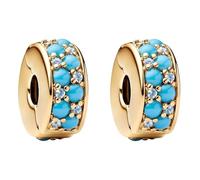 LaMenars Ciondoli Charm 925 Argento Aqua Blue Clips Bead per Bracciali Pendente e Collane da Donna San Valentino Festa della Mamma Stagione dei diplomi Compleanno Regalo Natale 2pcs / Set