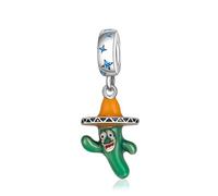 LaMenars Ciondoli Charm 925 Argento Glow in the dark Cactus Evil Bead per Bracciali Pendente e Collane da Donna San Valentino Festa della Mamma Stagione dei diplomi Compleanno Regalo Natale