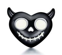 LaMenars Ciondoli Charm 925 Argento Glow-in-the-dark Devil Skull Black Heart Bead per Bracciali Pendente Collane da Donna San Valentino Festa della Mamma Stagione dei diplomi Compleanno Regalo Natale