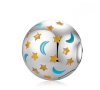 LaMenars Ciondoli Charm 925 Argento Glow-in-the-dark Stars and Moon Beads Bead per Bracciali Pendente e Collane da Donna San Valentino Festa della Mamma Stagione dei diplomi Compleanno Regalo Natale
