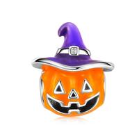 LaMenars Ciondoli Charm 925 Argento Halloween Purple Hat Pumpkins Bead per Bracciali Pendente e Collane da Donna San Valentino Festa della Mamma Stagione dei diplomi Compleanno Regalo Natale
